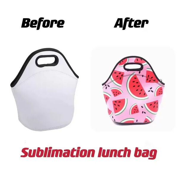 Сублимация пробелов многоразового неопренового сумки Сумка для сумочки с изолированными мешками для ланча с дизайном на молнии для рабочей школы FY3499 906