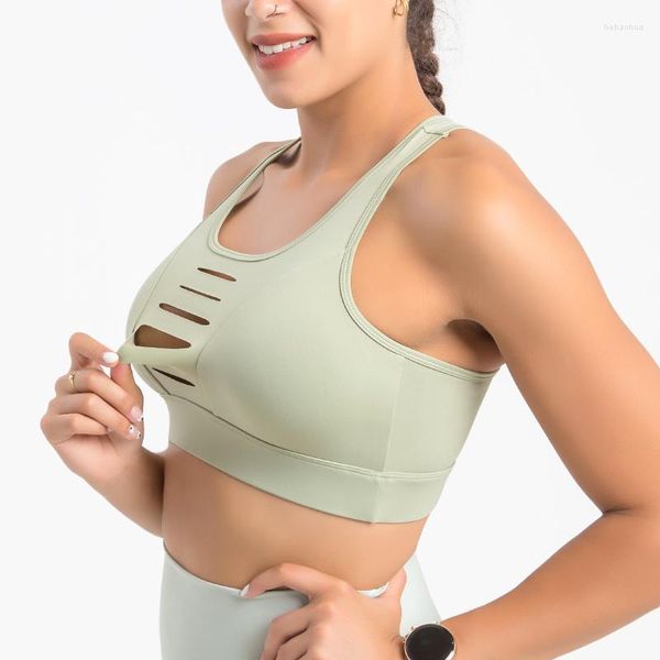 Yoga Outfit Plus Size Hollow Design Women Reggiseno sportivo Canotte sexy Back Canotte Running Gym Antiurto Gather Fitness Exercise Underwear S-3XL