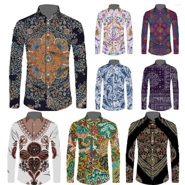 Männer Casual Hemden Bandana Männer 2022 Edle Niedrigen Preis Männliche Kleidung Langarm Button Shirt Für