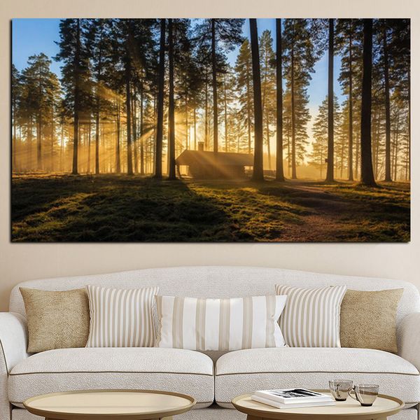 Quadro su tela Woods Sun Kyoto Japan Poster e stampe Paesaggio forestale Immagine da parete scandinava per soggiorno Cuadros