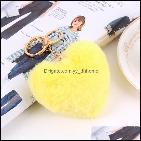 Tornari Nuovo Arrivo Fashion Heart Shape Imitation Rabbit Fur Ball Chain Chiave per cellulare Chiacciale Borsa Bag del ciondolo Ke Yydhhome Dhogu