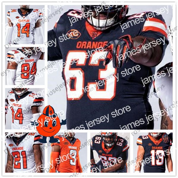 American College Football Wear 2019 NCAA Syracuse Orange #2 Eric Dungey 1 Sean Riley 17 Jamal Custis 7 Andre Cisc 86 Trishton Jackson Blue White Football Jersey