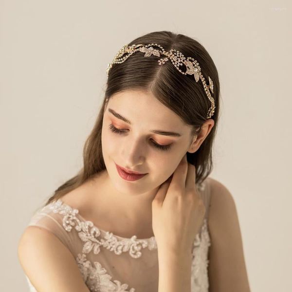 Kopfbedeckungen O573 Verketteter Haarreifen aus Legierung mit Diamanten, koreanischer Glitzer-Strassstein, mit Juwelen besetzt, individuelles Haarband-Stirnband für Frauen