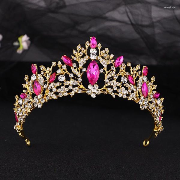 Kopfschmuck Koreanische Braut Krone Rose Rot Kristall Prinzessin Geburtstag Po Studio Styling Kopfschmuck Hochzeit Kleid Zubehör