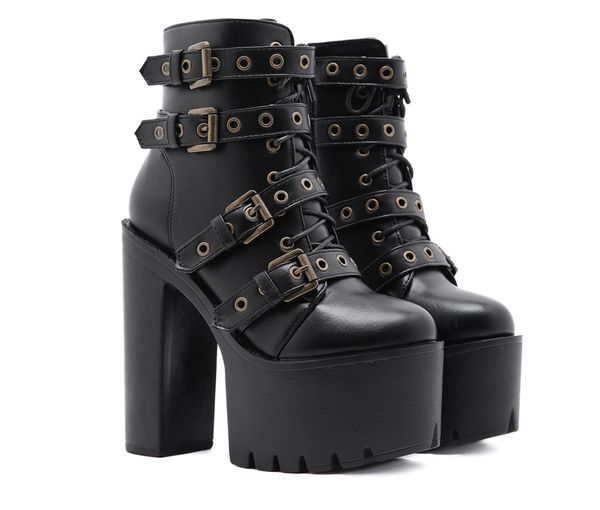Dsigner Women Boots High Heel Boots Constru￧￵es de plataforma pesada Tamanho da bota de moda preta 35-43