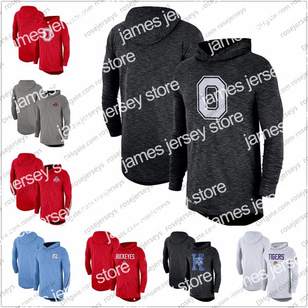 Уличные куртки Толстовки мужские NCAA Ohio State Buckeyes 2019 Sideline с длинным рукавом и капюшоном Performance Top Black Grey Red Size S-3XL