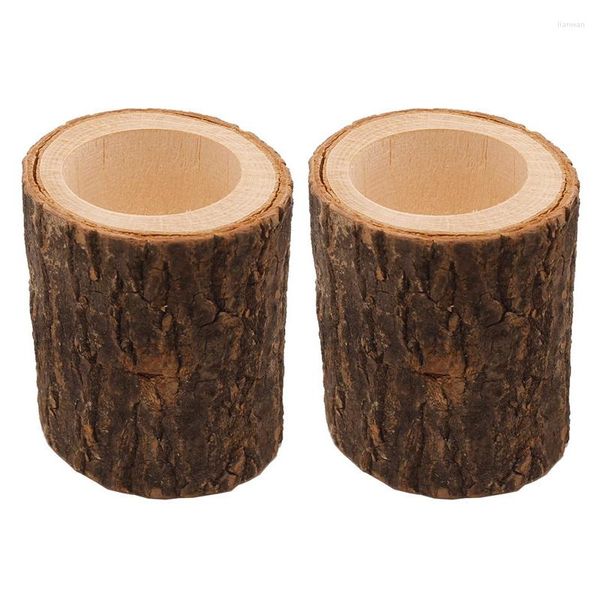 Titulares de vela -2x Vintage Wooden Tree Solder Wood Tea Light Candlelight Dinner High High