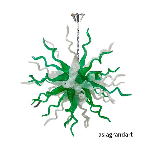 Lampadario a soffitto in stile italiano di Murano Lampade a sospensione a sospensione verde-bianco LED Bubls Illuminazione Decor Lampadari in vetro soffiato a mano per la casa LR1481