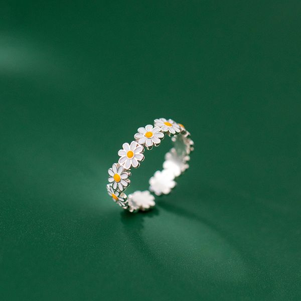 Coconal Daisy Flower Rings For Women Sweet Cute Finger Ring Proposal Wedding Fine Jewelry Gift