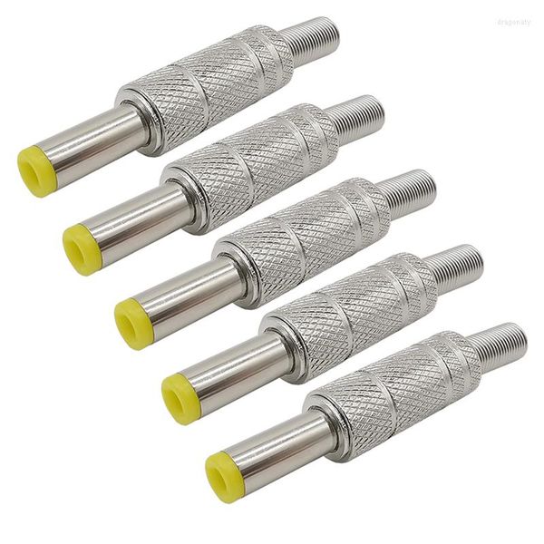 Accessori per l'illuminazione 5Pcs Metallo 5.5 X 2.1mm / 2.5mm Spina maschio DC Jack con adattatore per connettore a molla Testa gialla 2.1/5.5