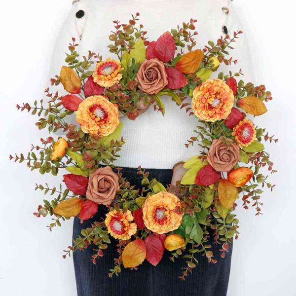 Flores decorativas Wreaths Wrinalh Flor Artificial Flor Wine Wine Red Champagne Rattan Garland Ornament for Table Centralpipe Arch Wreath Wall Gift T220905