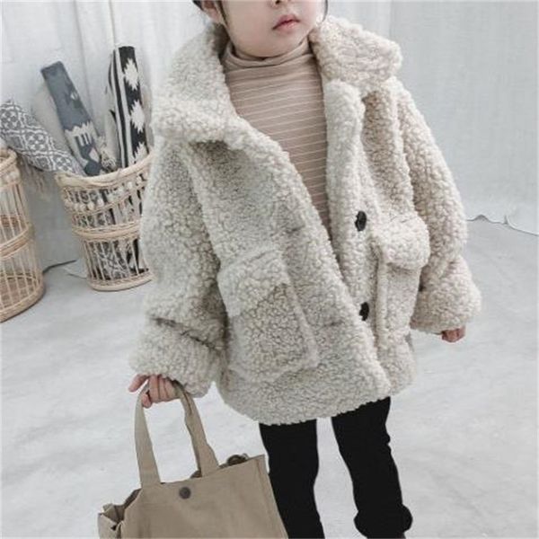 Giacca da bambino moda spessa lana di agnello neonato bambino bambino caldo pecora come cappotto bambini outwear cotone 1-8 anni 20220907 E3