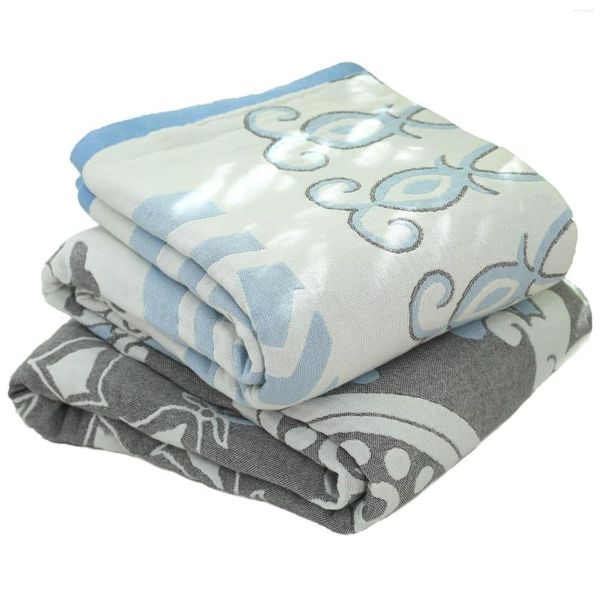 Decken DIMI 100 % Baumwolle, bedruckte Bohemian-Decke, Tagesdecke für Bett, blauer Musselin, großer weicher Sommerüberwurf, Mantas
