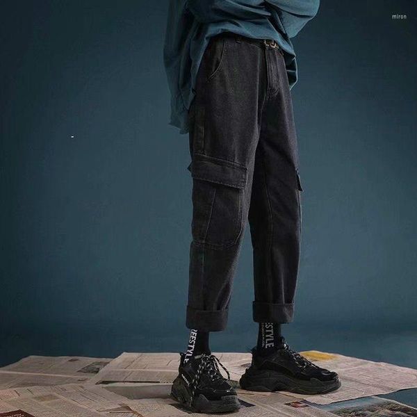 Herren Jeans 2022 Mode Männer Hosen losen fit retro blau klassischer harem männlicher streetwear hip hop mann koreanisch schwarz