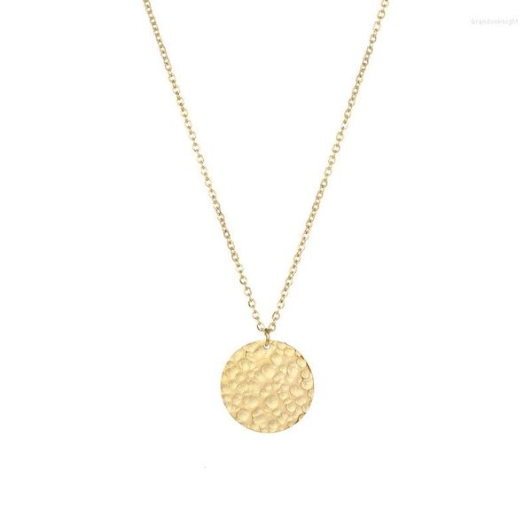 Catene 1PC Trendy Martellato Collana con ciondolo a forma di luna piena Collana in oro con ciondolo a spirale in acciaio inossidabile per donna SN2014