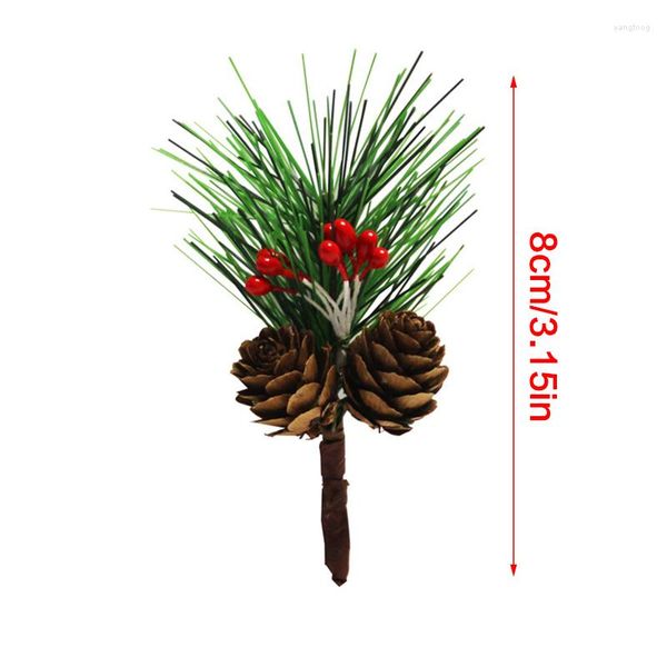 Flores decorativas 10pcs Picks Artificial Pines Flor Flor Red Berry Cone com ramos de azevinho decoração de cartões