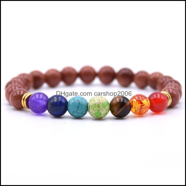 Fili di perline 7 Chakra Planet Gemstone Bead Bracciale Mens Ms. Fused Rock Oil Diffusion Bangle Yoga Beads Elastico regolabile Colore D Dhnoi