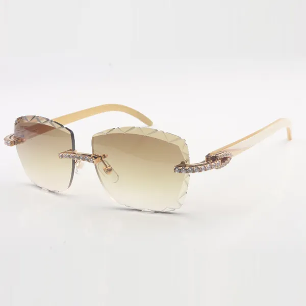 Sonsuz Elmas Bufflar Güneş Gözlüğü 3524028 Saf beyaz veya siyah manda boynuzları ve 58mm kesim lensleri