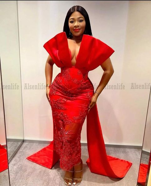 Rote Abendkleider von Aso Ebi mit Herzausschnitt, afrikanisches Modekleid für Frauen, Abschlussball, Party, formelle Kleider, Abendkleid