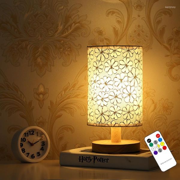 Tischlampen LED-Schreibtischlampe Augenschutz Holzfernlesung USB-betriebenes stufenloses Dimmen für Wohnzimmer Schlafzimmer Home Light