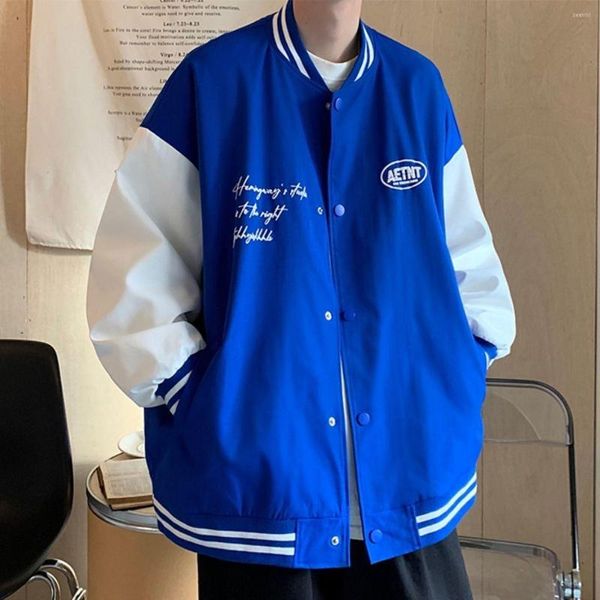 Jackets masculinos Letterman Bomber Women College Casas Spring Autumn Blue Varsity Jacket Men American Vintage Print Print Casual Baseball Uniforme