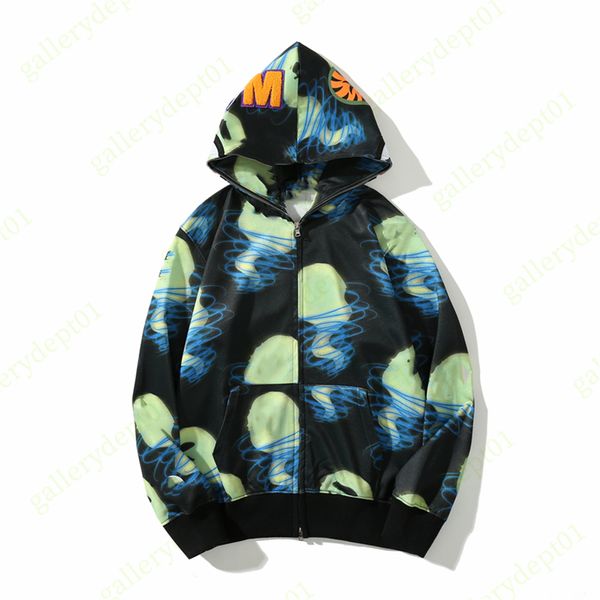 Mens Hoodies Designer Hoodie Mermer Camo Cep Sweatshirts Aydınlık High Street Nakış Yaması Sweats HOP Hip Hop Gevşek Köpekbalığı Camo Hoodys