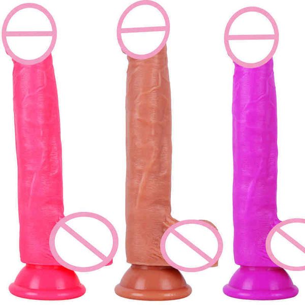 Dildo Enorme materiale in silicone morbido Dildo realistico Plug anale con ventosa Giocattoli sessuali per donna Masturbazione femminile lesbica 0803