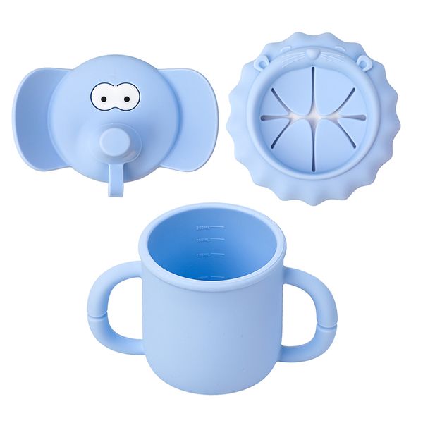 Utensílios de pratos de copos de xícaras 210 ml bebejas de bebidas palha garrafas de aprendizagem de tabela de mesa de silicone à prova de vazamentos