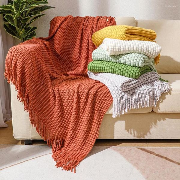 Cobertores Battilo Plaid Thon Blain Cama super macio grossa quente com colher de pasta de borla na casa decorativa grande
