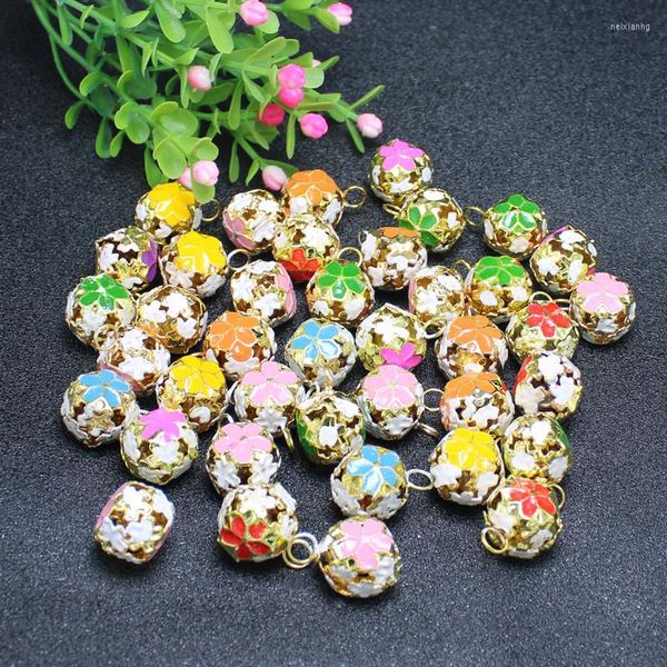 Forniture per feste 20-50Pcs 14mm Metallo Cloisonne Ball Bells Albero decorativo Ornamento di Natale per animali domestici Ornamenti con ciondolo chiave Accessori fai da te