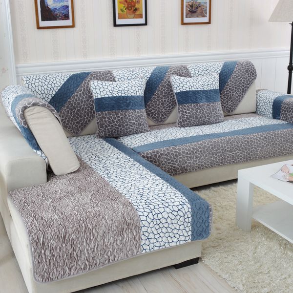 Крышка стулья диван для гостиной плюшевой полосы на диван подушка современная минималистская угловая крышка для полотенец Пелайнер 220906