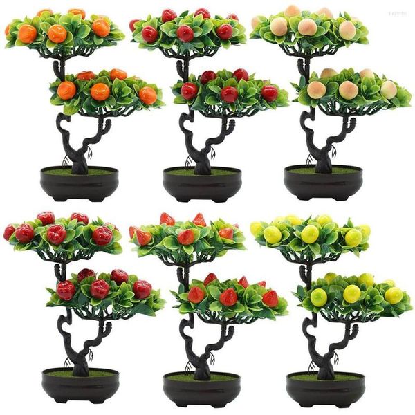 Partydekoration Kunststoff Künstlicher Obstbaum Pfirsich Orangenpflanzen Topf Bonsai Desktop Wohnkultur