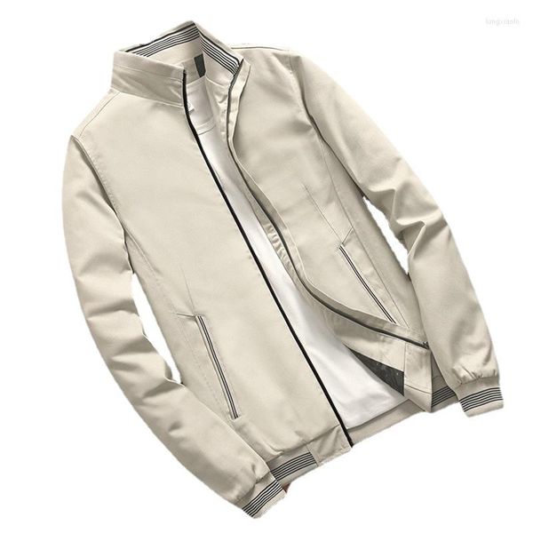 Jaquetas masculinas jaqueta moda masculino casaco bombardeiro magro magro de streetball de rua hip hop windbreaker zíper de colarinho alto macho