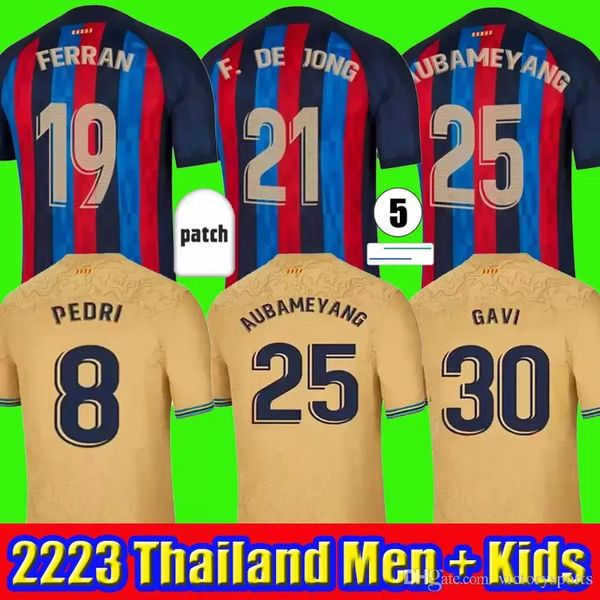 S Camisetas De Futebol Jersey ANSU FATI 2023 PEDRI Kun Aguero ADAMA FERRAN GRIEZMANN F. DE JONG DEST Camisa Homens Kit Criança TOPS