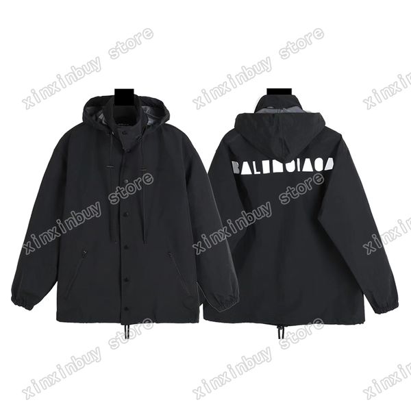 xinxinbuy Herren Designer Mäntel Jacke Paris Back Letter Print Windjacke Damen Oversize Schwarz Gelb Grau Grün Lila XS-2XL