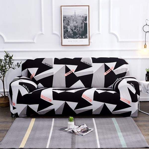 Sandalye siyah beyaz gri 1 2 3 4 Seater Sofa Kapak Sıkı Sarma Her Şey Dahil Kesitsel Elastik Koltuk Kanepe Kapakları Kapak Kapak Slipcovers 220906