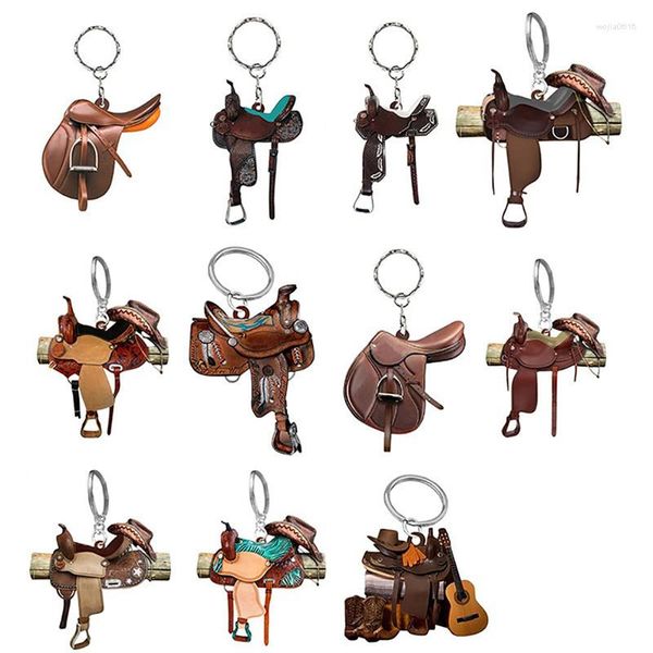 Charms Pferd Reiten Sattel Form Anhänger kreative personalisierte Acryl hängende Dekoration Geschenk für Pferdeliebhaber Western Cowboys