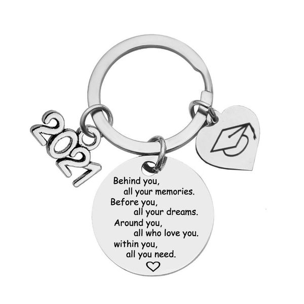 Principais anéis de chave inspirada cadeia de chave 2021 Presente de graduação Keychain Stainless Steel Heart Pingente Keyrings For Friends Girls Bo NewdhBest Dheop