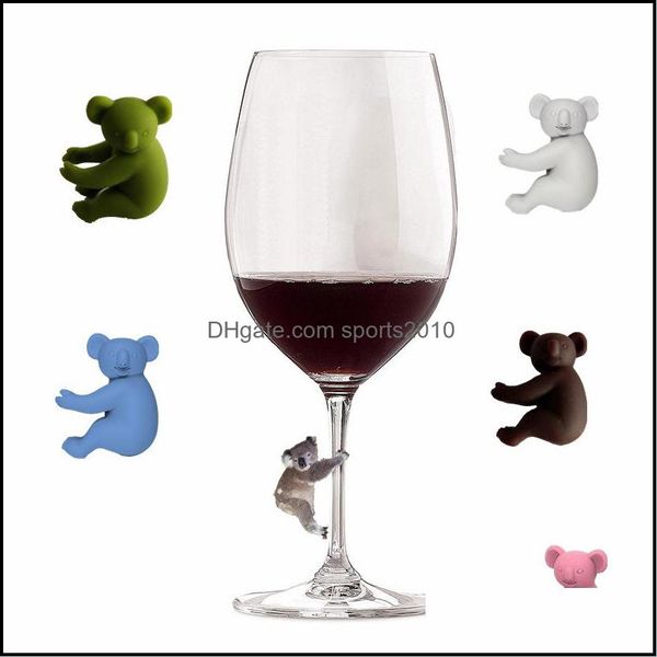 Strumenti da bar Koala Cup Strumenti da bar Riconoscimento bicchieri di vino Tag identificativi Sile Tag dedicato per feste 6 pezzi/set B3 Drop Delivery 2021 Hom Dhmre