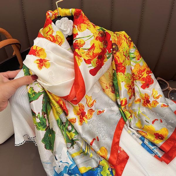 Schal Seidenschal Sonnenblume doppelseitiger langer Schal Modeschal
