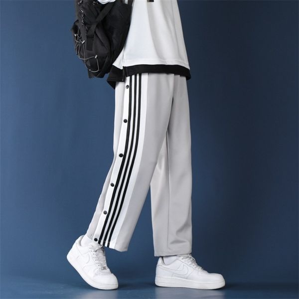 Männer Hosen Männer Lose Jogginghose Männer Casual Alle-spiel Lange Hosen Training Seite-offene Taste Jogginghose Streetwear breite Bein Hosen 358 220907