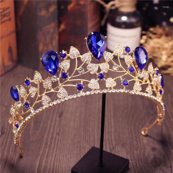 Fermagli per capelli Grande corona di cristallo Gioielli da sposa Diademi da sposa Copricapo Spettacolo Festa Compleanno Tiara Principessa Diadema Sposa