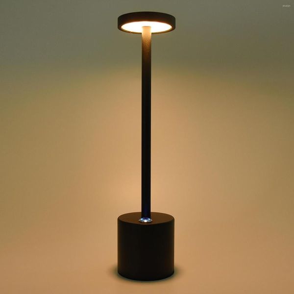 Lampade da tavolo Lampada da scrivania a LED Touch Dimming Luce ricaricabile in lega di alluminio in metallo per illuminazione da lettura per soggiorno da bar