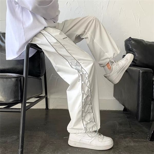 Pantaloni da uomo Streetwear White Cargo Men Wide Harajuku Pantaloni sportivi larghi Moda Joggers Skateboard 220907