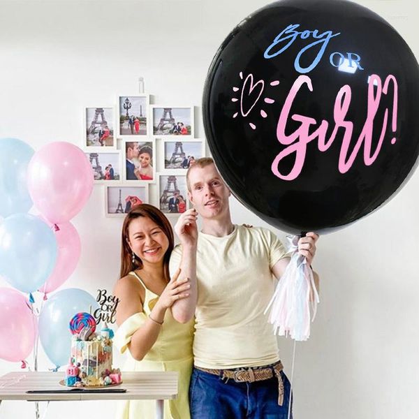 Decorazione per feste 1 set Palloncino per ragazzo o ragazza da 36 pollici Palloncini in lattice nero Coriandoli blu rosa Gender Reveal Globos Decorazioni per baby shower