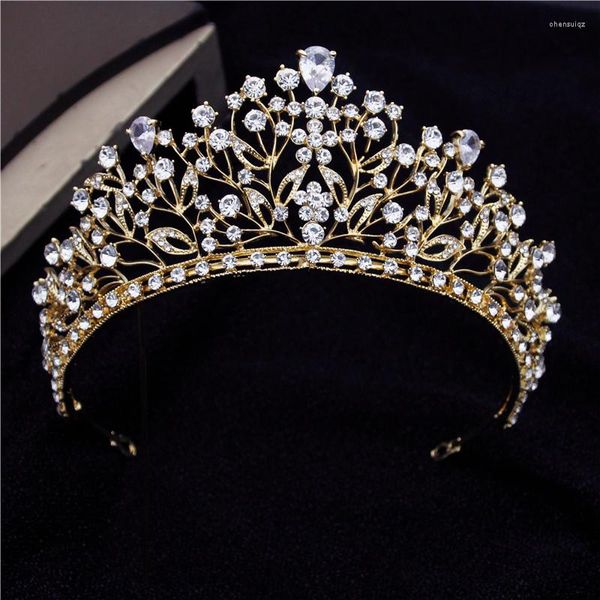 Clipes de cabelo Flor Zircão Pedra Tiaras Tiaras Coroa Bandes da cabeça Princesa Couca de noiva DIADEM DIADENT JEWELS DE CASAMENTO DE PROM