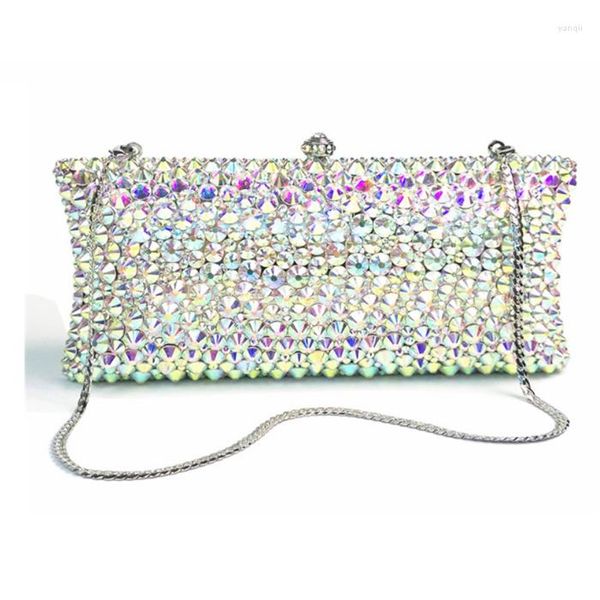 Borse da sera Borsa a mano da cocktail con diamanti in argento e borsa da donna, pochette in cristallo per regali di Natale