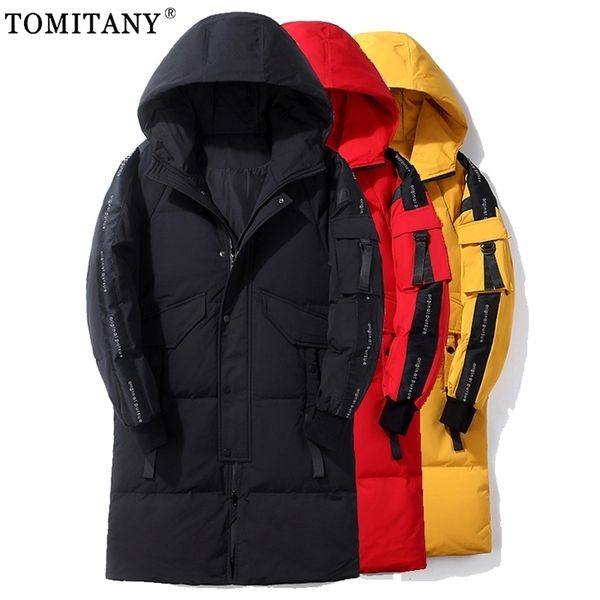 Homens para baixo parkas homem jaqueta inverno mais jaquetas longas quentes capuz grosso casacos homens moda outwear outfits clássico bolsos à prova de vento 220907