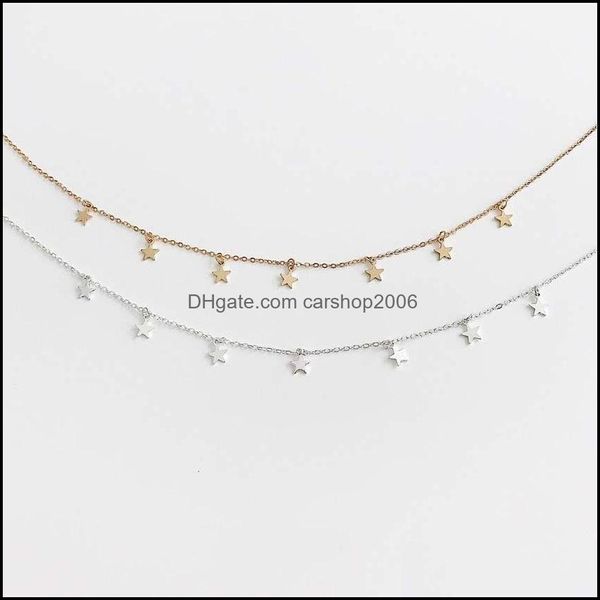 Collane a pendente stella collana girocollo gioiello da disco di gioiello moneta a mano semplice fatta a mano 14k oro sier delicati stelle delicate e tallone dhyse