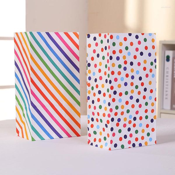 Подарочная упаковка 6 шт./Набор разноцветный точечный портативный бумажный пакет Kraft с днем ​​рождения ребенок для взрослой свадебной вечеринки в пользу конфеты